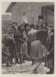 La famine en Russie, prêtre réprimandant des paysans enragés