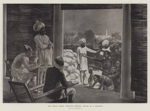 La famine en Inde, secours aux indigènes affamés dans une résidence