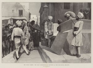 La famine en Inde, la distribution quotidienne de provisions à la maison des pauvres, Sholapur - Richard Caton Woodville junior