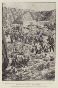 Le soulèvement de la frontière indienne, les Gordon Highlanders et les Gurkhas prenant d