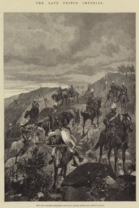 Le défunt Prince Impérial, les 17e Lanciers recherchant des éclaireurs zoulous après la mort du Prince - Richard Caton Woodville junior