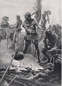 Le prince de Galles prenant congé du cardinal de Talleyrand-Périgord le matin de la bataille de Poitiers, 19 septembre 1356, illustration de British Battles on Land and Sea, publiée par Casse - Richard Caton Woodville junior