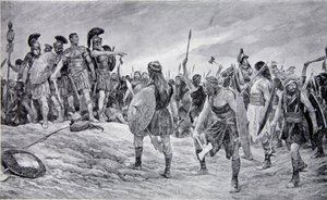 Vespasien sauvé par son fils Titus, illustration de 