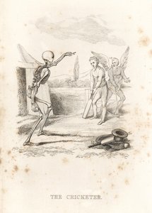 Le squelette de la Mort lance une balle à un joueur de cricket, 1827 (gravure)