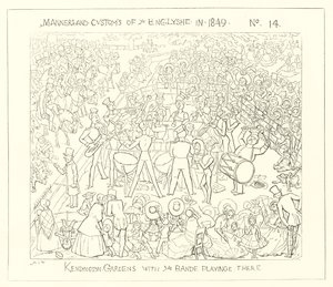 1849, Les jardins de Kensington avec le groupe jouant - Richard Doyle