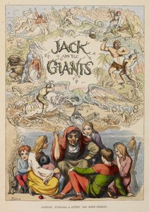 Page de titre illustrée montrant une vieille personne racontant des histoires à des enfants. - Richard Doyle