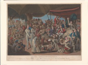 John Mordaunt et Asaf-ud-Daula regardant un combat de coqs