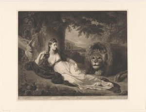 Portrait de Mary Lawrence avec un lion dans un paysage - Richard Earlom