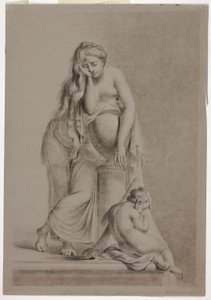 Figure féminine allégorique pleurant avec putto - Richard Earlom
