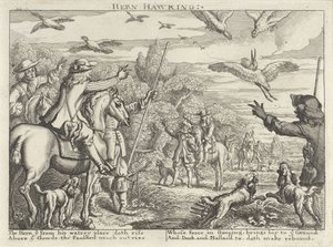 Chasse au faucon sur hérons et canards (diverses manières de chasser, fauconner et pêcher selon la manière anglaise) - Richard Gaywood (possibly)