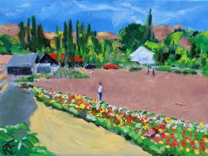 Admirant les zinnias, 2021 - Richard H. Fox