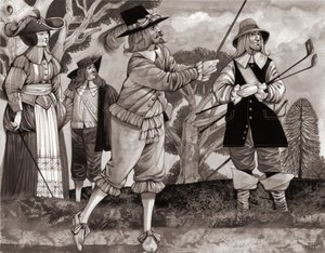 Golf, le jeu royal (gouache sur papier)