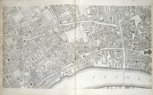 Planche du "Plan des villes de Londres et Westminster, le Borough de Southwark, et les parties adjacentes", c.1792-1799 - Richard Horwood