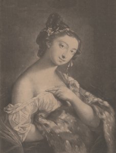 Hiver : une femme tenant un manteau de fourrure tacheté, 1775