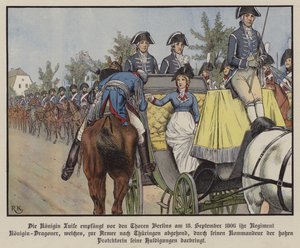 La reine Louise de Prusse passant en revue son régiment de dragons, Berlin