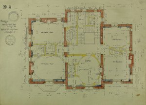 Résidence William Borden, Chicago, Illinois, plan du deuxième étage - Richard Morris Hunt