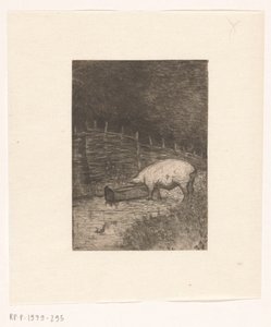 Cochon mangeant dans une auge - Richard Nicolaüs Roland Holst