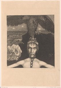 Homme enchaîné avec un oiseau de proie à trois têtes sur la tête - Richard Nicolaüs Roland Holst