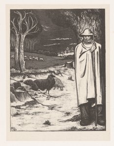 Berger avec un troupeau de moutons dans un paysage vallonné - Richard Nicolaüs Roland Holst