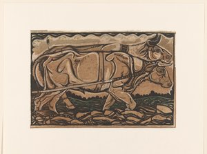 Projet de peinture pour Heidemaatschappij à Arnhem : deux bœufs de trait - Richard Nicolaüs Roland Holst
