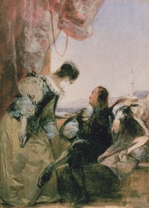Un cavalier et sa dame sur une terrasse, Gênes - Richard Parkes Bonington