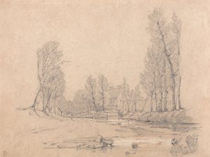 Un ruisseau boisé et une ferme en Normandie