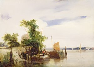 Barges sur une rivière, c.1825-26 - Richard Parkes Bonington