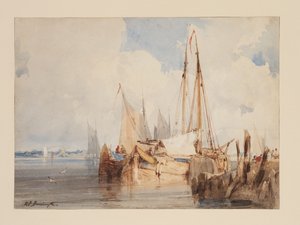Bateaux de pêche amarrés dans un estuaire, c.1825 - Richard Parkes Bonington