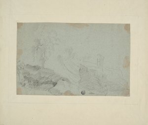 Paysage rocheux avec personnage debout - Richard Wilson