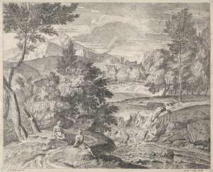 Paysage arcadien avec deux figures près d