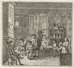 Intérieur avec diverses figures L