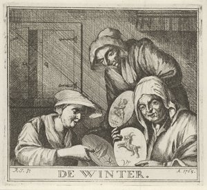 Intérieur avec trois paysannes