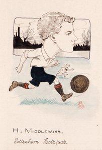 Bert Middlemiss, Tottenham Hotspur, dessin pour un ensemble de cartes de cigarettes, 1907 - Rip