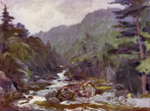 Pont du mineur sur la rivière Llugwy (lithographie en couleur) - Robert (after) Fowler
