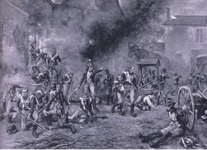 La défense de Hougoumont, 18 juin 1815 (illustration de British Battles on Land and Sea) - Robert Alexander Hillingford