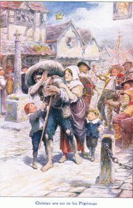 Christian commence son pèlerinage, de The Pilgrims Progress publié par John F Shaw & Co, vers 1900 - Robert Ambrose Dudley