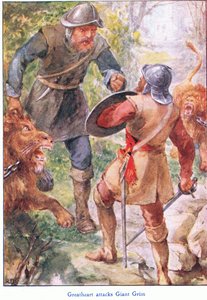 Great Heart attaque Giant Grim, de The Pilgrims Progress publié par John F Shaw & Co, vers 1900 - Robert Ambrose Dudley