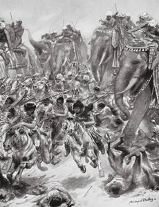 La défaite des Ephthalites, ou Huns Blancs, 528 après J.-C.