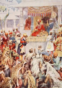 Le Khan Jhan montre à Akbar ses captifs princiers, illustration de 