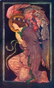 Un ange adorant, un relief en plâtre coloré par Robert Anning Bell, vers 1901-1902