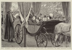 La visite de la reine à Derby, Sa Majesté recevant une adresse sur la place du marché - Robert Barnes