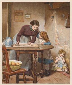La femme du fermier faisait une tarte aux pommes (litho en couleur) - Robert Barnes