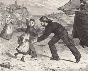 Le retour du pêcheur (gravure) - Robert Barnes