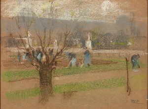 Plantation de bulbes dans les jardins des Tuileries, Paris
