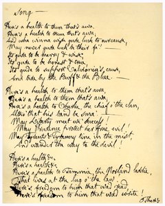 Voici une santé à ceux qui sont partis, vers 1792 - Robert Burns