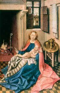 Madone et enfant devant une cheminée, années 1430