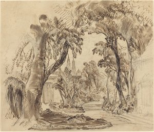 Un chemin de jardin bordé d