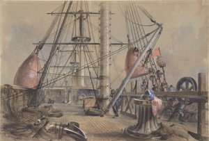 Sortir une des grandes bouées : le pont du Great Eastern vu de..., 1865-66 - Robert Charles Dudley