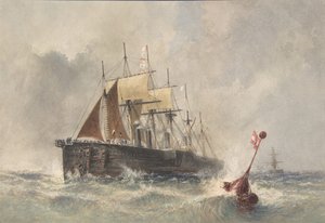 Lancement de la bouée depuis la proue du Great Eastern le 8 août 1865, 1865-1866 - Robert Charles Dudley