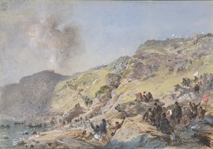 Les falaises, baie de Foilhummerum, Valentia, le point où le câble touche le rivage - Robert Charles Dudley